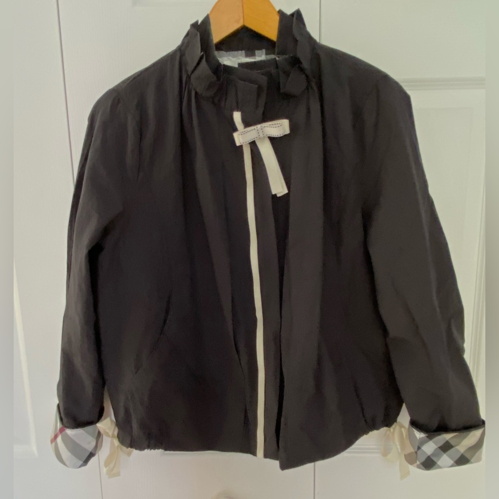 Elegant Black Trench Coat with Checkered Cuffs